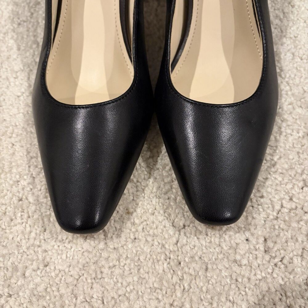 NWOB Marc Fisher LTD Varla Block Heels Pumps Women Shoes Black Leather Women 7B - Picture 4 of 13